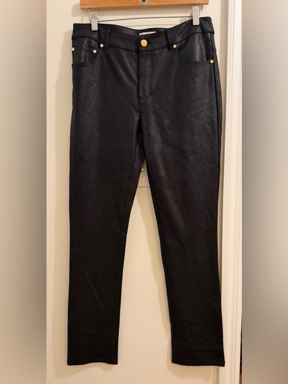 Eric Jenny Black Faux Leather Textured Pants